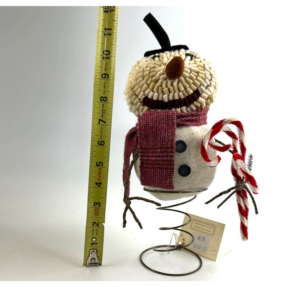 Vintage Snowman On A Spring With Candy Cane Christmas Winter Piece Sculpture - Picture 10 of 14